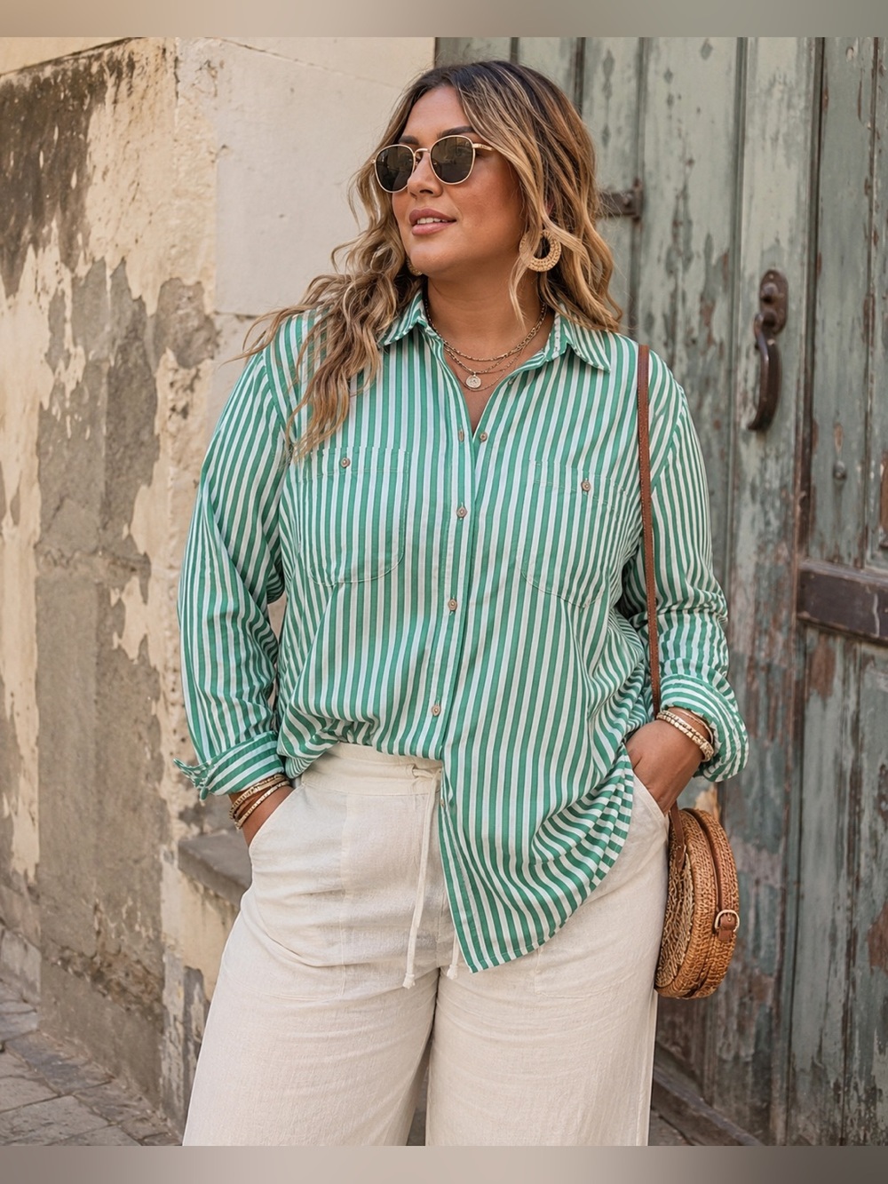 PHILOSOPHY Striped Button Down Shirt NWT